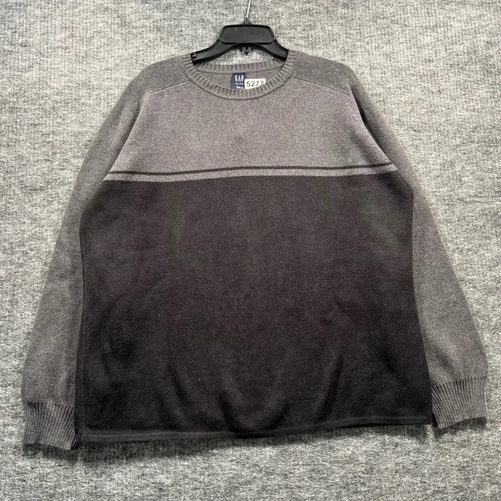 Gap Mens Crewneck Sweater XL Two Tone Gray Colorblock Pullover